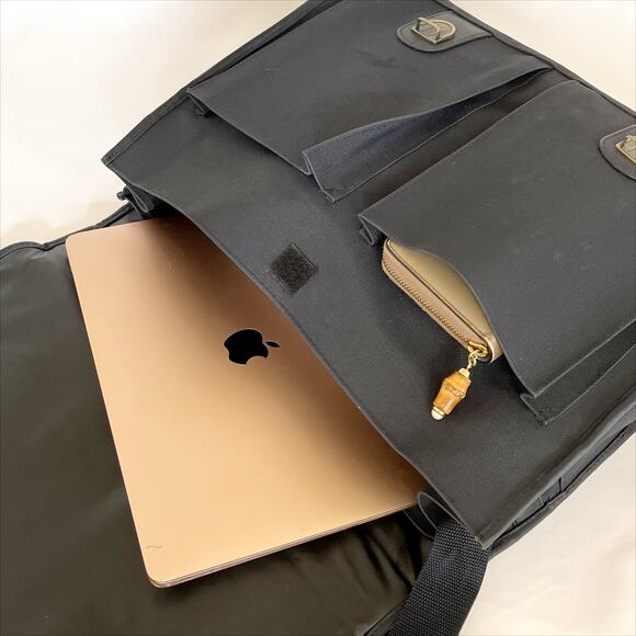 YSL Yves Saint Laurent Parfums Messenger Black Nylon Shoulder Bag Crossbody - Picture 13 of 15